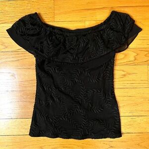 Off the Shoulder Ruffled Textured Blouse